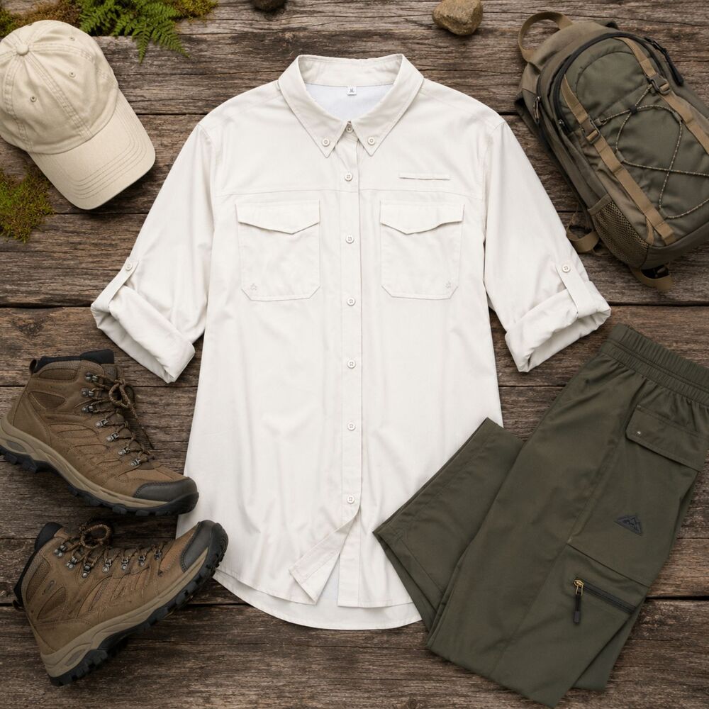 Jessie Kidden UPF 40+ Hiking Fishing Shirt XL Cream Quick Dry Safari